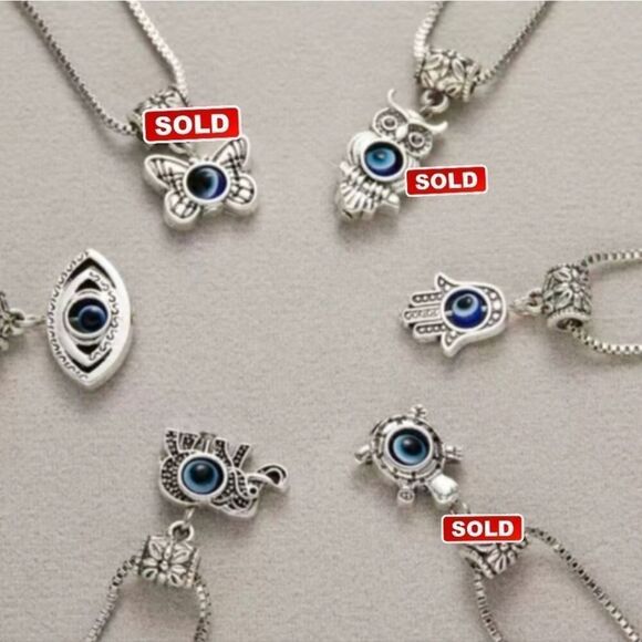 Elephant and Eye of God Necklace Metal Chains Necklace - Picture 8 of 8